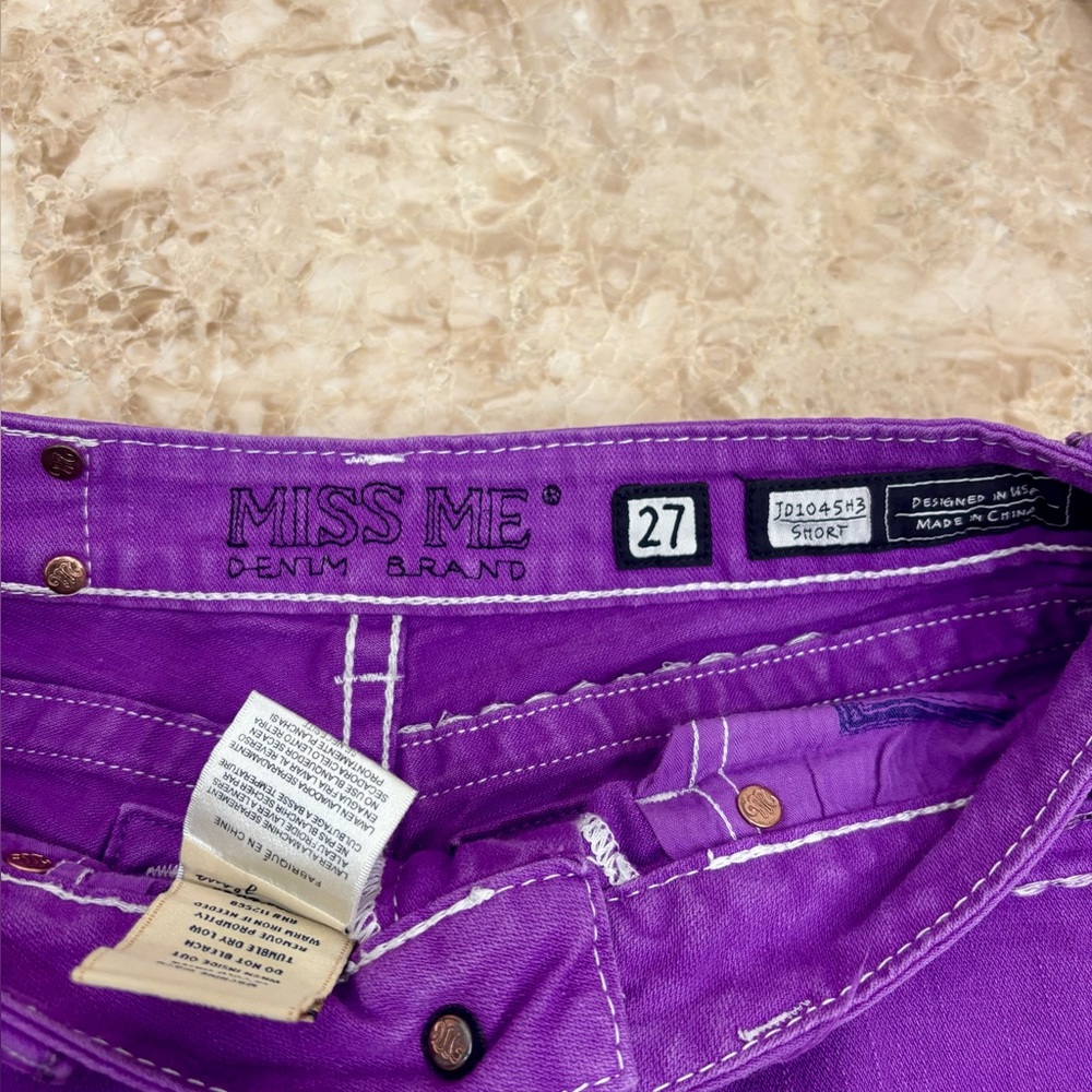 Miss Me Purple Women's Denim Shorts - Picture 4 of 7